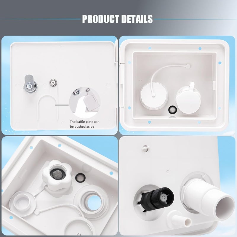 9TH SHOP Gravity/City Water Inlet Hatch, White Gravity City Water Hatch Fill Dish Lock Keys RV Trailer - Image 4